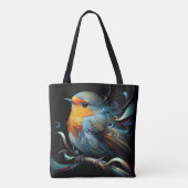 Stijlvolle Canvas tas, Medium Robin Bird print Tote Bag (Achterkant)