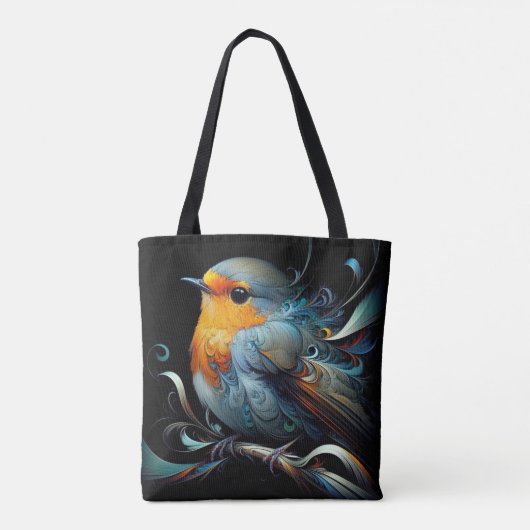 Stijlvolle Canvas tas, Medium Robin Bird print Tote Bag (Achterkant)