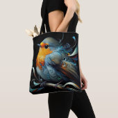 Stijlvolle Canvas tas, Medium Robin Bird print Tote Bag (Dichtbij)