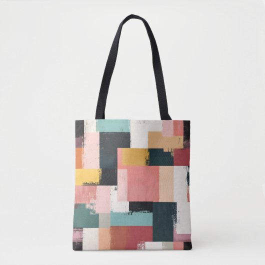 Stijlvolle Canvas tas met kleurrijk geometrisch pa (Voorkant)