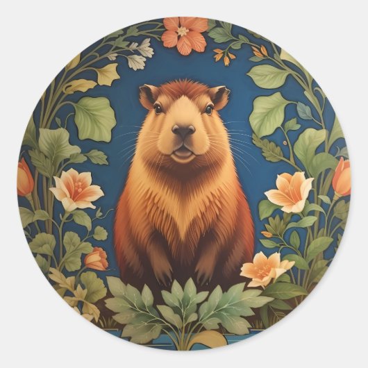 Stijlvolle Capybara - Geïnspireerd door William Mo Ronde Sticker (Voorkant)