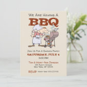 Stijlvolle Cartoon Garden Party BBQ Uitnodiging (Staand voorkant)
