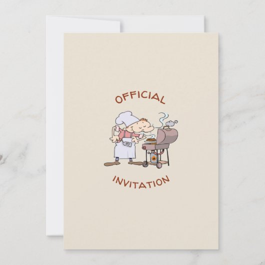 Stijlvolle Cartoon Garden Party BBQ Uitnodiging (Achterkant)