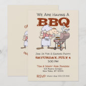 Stijlvolle Cartoon Garden Party BBQ Uitnodiging (Voorkant / Achterkant)