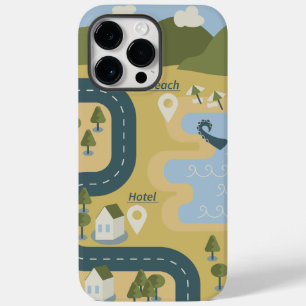Stijlvolle cartoon landschap vakantie reis kaart Case-Mate iPhone 14 pro max hoesje
