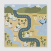 Stijlvolle cartoon landschapsvakantiereiskaart (Voorkant)
