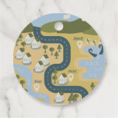 Stijlvolle cartoon landschapsvakantiereiskaart bedankjes labels (Achterkant)