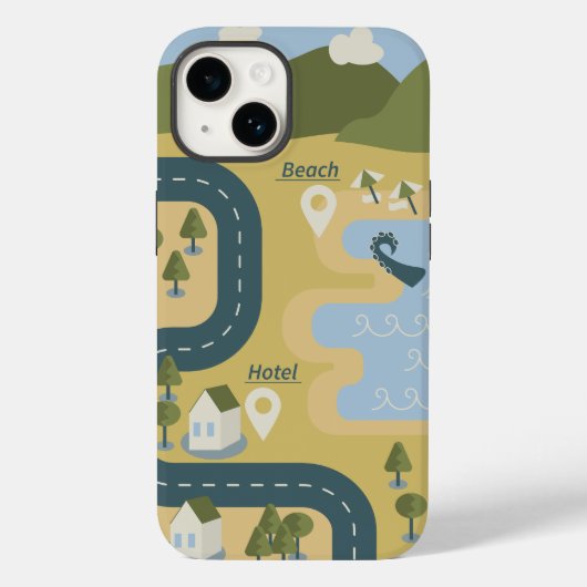 Stijlvolle cartoon landschapsvakantiereiskaart Case-Mate iPhone case (Achterkant)