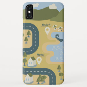 Stijlvolle cartoon landschapsvakantiereiskaart Case-Mate iPhone case