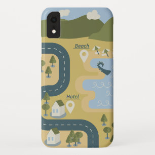 Stijlvolle cartoon landschapsvakantiereiskaart Case-Mate iPhone case