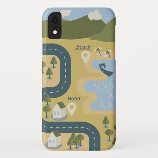 Stijlvolle cartoon landschapsvakantiereiskaart Case-Mate iPhone case (Achterkant)