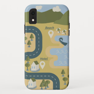 Stijlvolle cartoon landschapsvakantiereiskaart Case-Mate iPhone case