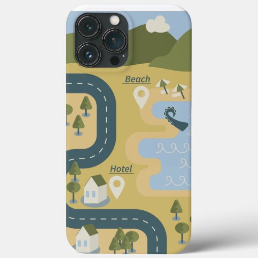 Stijlvolle cartoon landschapsvakantiereiskaart Case-Mate iPhone case (Achterkant)