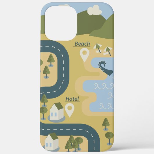Stijlvolle cartoon landschapsvakantiereiskaart Case-Mate iPhone case (Achterkant)