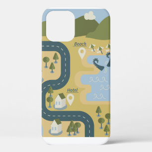 Stijlvolle cartoon landschapsvakantiereiskaart Case-Mate iPhone case