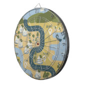 Stijlvolle cartoon landschapsvakantiereiskaart dartbord (Voorkant Rechts)