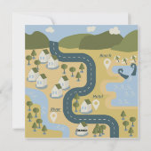 Stijlvolle cartoon landschapsvakantiereiskaart feestdagenkaart (Achterkant)