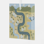 Stijlvolle cartoon landschapsvakantiereiskaart glas ornament (Voorkant links)