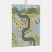 Stijlvolle cartoon landschapsvakantiereiskaart glas ornament (Voorkant Rechts)