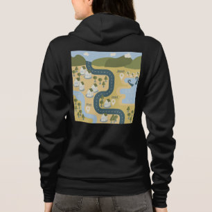 Stijlvolle cartoon landschapsvakantiereiskaart hoodie