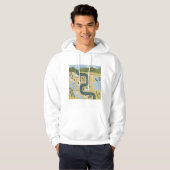 Stijlvolle cartoon landschapsvakantiereiskaart hoodie (Voorkant volledig)