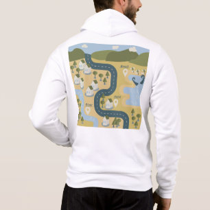 Stijlvolle cartoon landschapsvakantiereiskaart hoodie