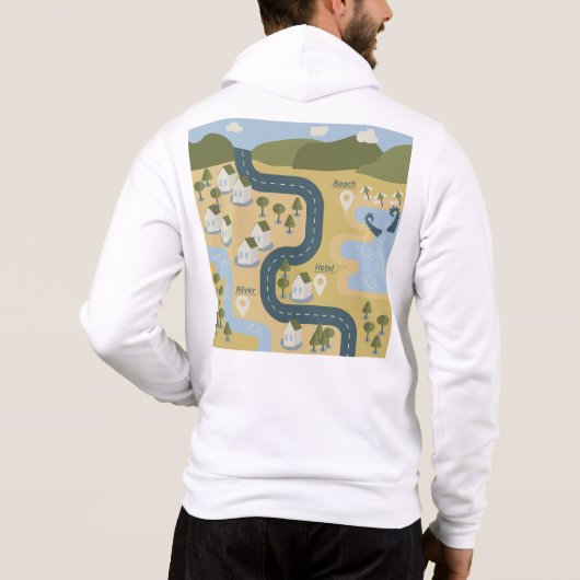 Stijlvolle cartoon landschapsvakantiereiskaart hoodie (Achterkant)