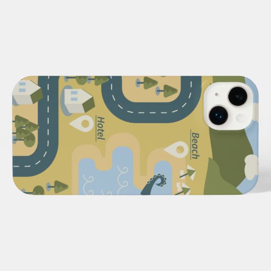 Stijlvolle cartoon landschapsvakantiereiskaart iPhone hoesje (Achterkant horizontaal)