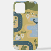 Stijlvolle cartoon landschapsvakantiereiskaart iPhone hoesje (Achterkant)