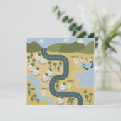 Stijlvolle cartoon landschapsvakantiereiskaart kaart (Staand voorkant)