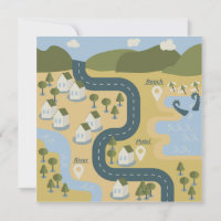 Stijlvolle cartoon landschapsvakantiereiskaart