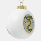 Stijlvolle cartoon landschapsvakantiereiskaart keramische bal ornament (Links)
