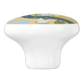 Stijlvolle cartoon landschapsvakantiereiskaart keramische knop (Zijkant)