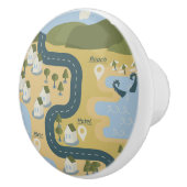 Stijlvolle cartoon landschapsvakantiereiskaart keramische knop (Rechts)