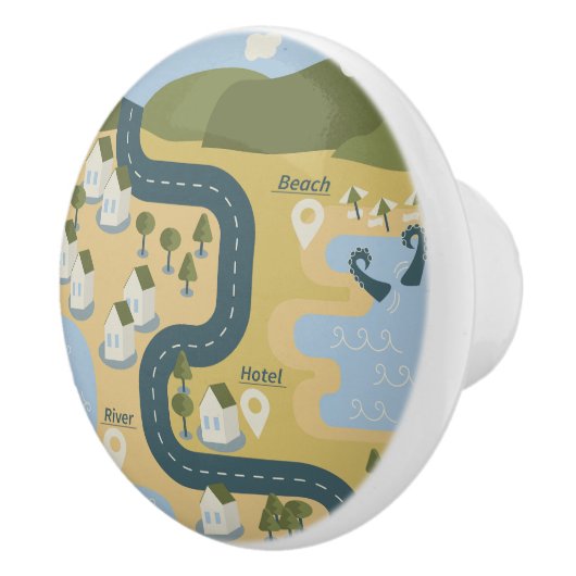 Stijlvolle cartoon landschapsvakantiereiskaart keramische knop (Rechts)