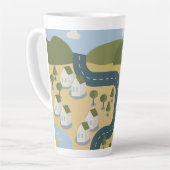 Stijlvolle cartoon landschapsvakantiereiskaart latte mok (Linkerhoek)