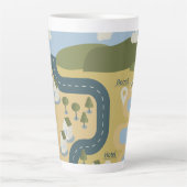 Stijlvolle cartoon landschapsvakantiereiskaart latte mok (Voorkant)