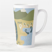 Stijlvolle cartoon landschapsvakantiereiskaart latte mok (Rechts)