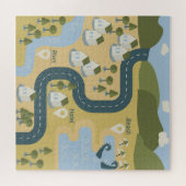 Stijlvolle cartoon landschapsvakantiereiskaart legpuzzel (Horizontaal)