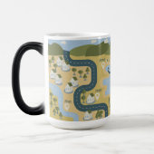 Stijlvolle cartoon landschapsvakantiereiskaart magische mok (Links)