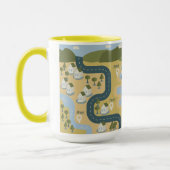 Stijlvolle cartoon landschapsvakantiereiskaart mok (Links)