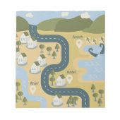 Stijlvolle cartoon landschapsvakantiereiskaart notitieblok (Voorkant)