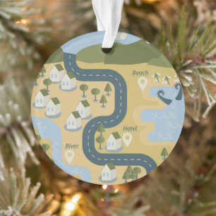 Stijlvolle cartoon landschapsvakantiereiskaart ornament