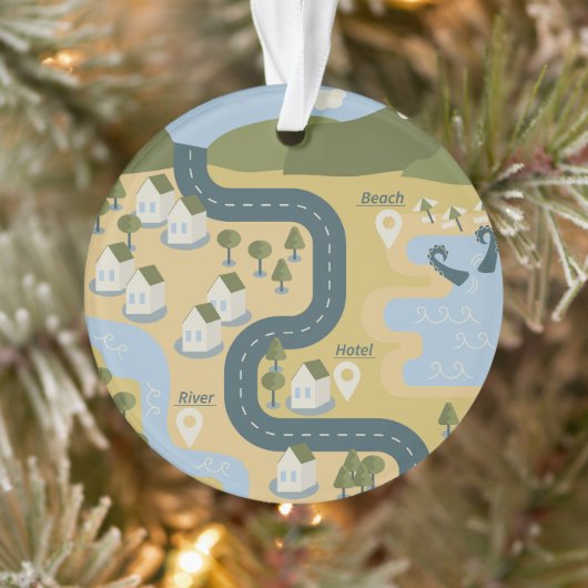 Stijlvolle cartoon landschapsvakantiereiskaart ornament (Boom)