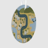 Stijlvolle cartoon landschapsvakantiereiskaart ornament (voorkant)