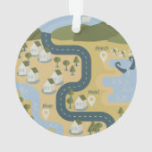 Stijlvolle cartoon landschapsvakantiereiskaart ornament (achterkant)