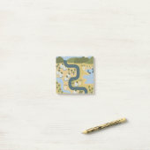 Stijlvolle cartoon landschapsvakantiereiskaart post-it® notes (Op bureau)