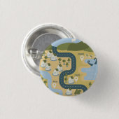 Stijlvolle cartoon landschapsvakantiereiskaart ronde button 3,2 cm (Voorkant /achterkant)