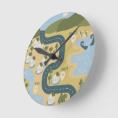 Stijlvolle cartoon landschapsvakantiereiskaart ronde klok (Hoek)