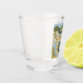 Stijlvolle cartoon landschapsvakantiereiskaart shot glas (Links)